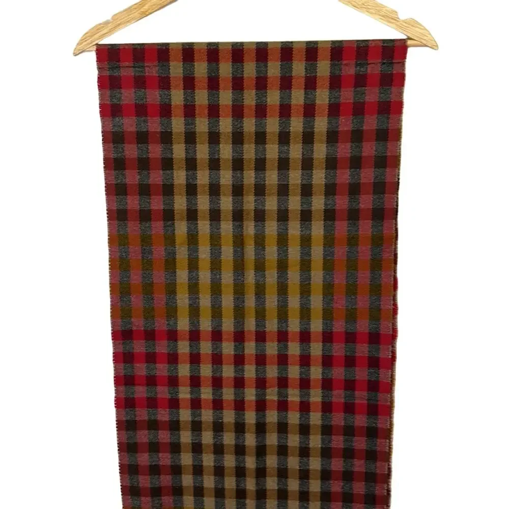 Christian Dior Scarf Plaid Red Beige Gorgeous Tassel Christmas